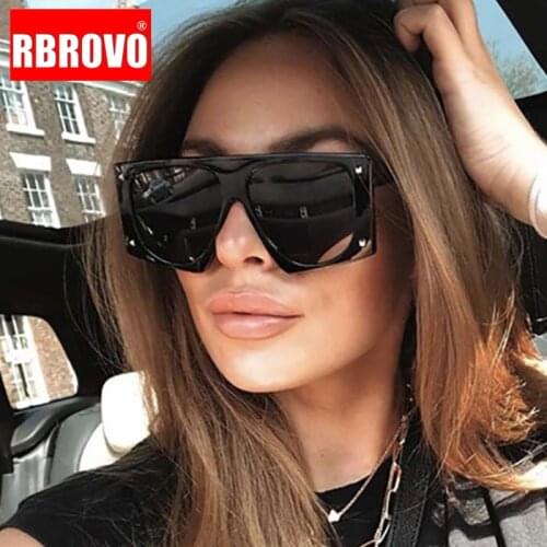 RBROVO 2021 Oversized Glasses Women Vintage Sunglasses Female Brand Designer Eyeglasses Women Rivet Gradient Sun Glasses Oculos