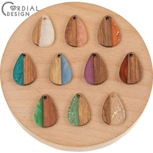 Cordial Design 100Pcs 15*21MM Earrings Accessories/Drop Shape/Charms/Natural Wood & Resin/DIY Part/Jewelry Findings & Components
