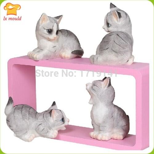 Cat Silicone Mold Chocolate Polymer Plaster Soap Wax Resin Mould Animal