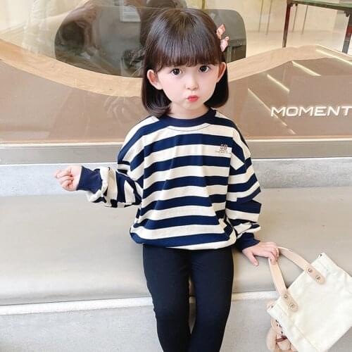 Girls Hoodies Sweatshirts 2021 Spring Autumn O-Neck Long Sleeve Striped Pattern Baby Kids Girl Sweat Shirt
