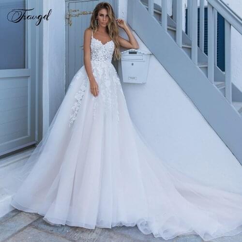 Traugel Sexy Sweetheart Backless Lace Vintage Wedding Dresses Luxury Applique Spaghetti Strap Court Train A Line Bridal Gown