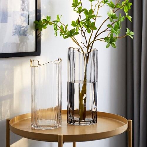 Nordic Modern Home Decoration Living Room Accessories Irregular Glass Vase Transparent Flower Arrangement Plant Pot Hydroponics