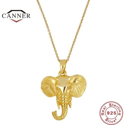 CANNER 925 Sterling Silver Necklace for Women Personality Elephant Head Clavicle Chain Choker Necklace Chain Jewelry collares