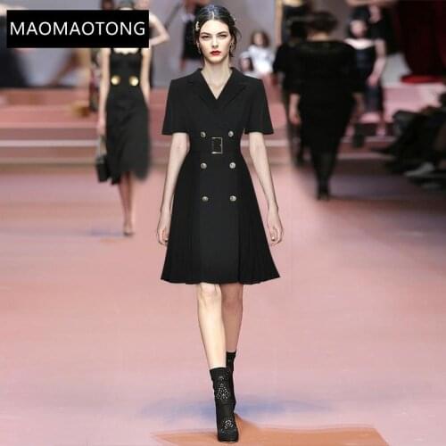 Fashion Designer Summer Black Mini Dress Women V-neck Short Sleeve High Waist Sashes Ladies Street Wear Short Dress