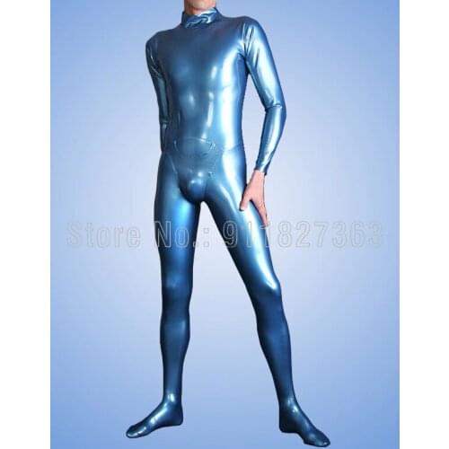 100% Natural Latex Catsuit Unique Catsuit Back Zipper till Back Waist & Crotch Zip Bodysuit with Penis Hole Cod-piece Customized