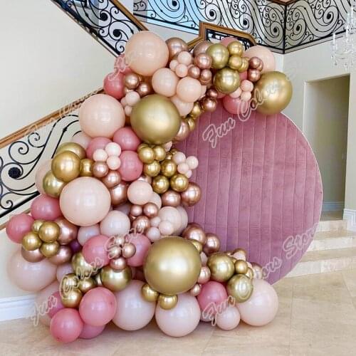 133pcs Doubled Cream Peach Wedding Birthday Party Backdrop Baby Shower Supplies Holiday Retro Pink Decor Balloon Garland Arch