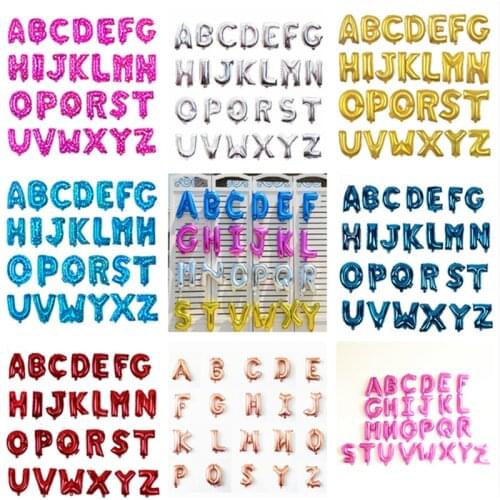 16 Inch Rose Gold Silver Pink Foil Letters Balloons Birthday Wedding Alphabet Letter Helium Balloons Air Balls Baby Shower Girl
