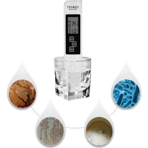 3 in1 TDS EC Meter Digital LCD Display Water Testing Pen Purity Filter Portable Detection Water Purity Quality Tester