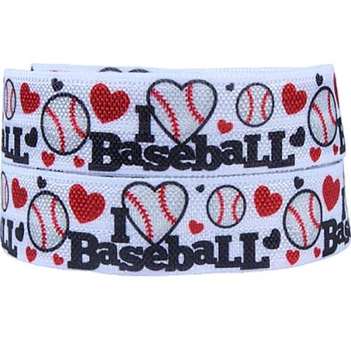 50 Yards 15mm foe, wholesale baseball printed sports fold over elastic for team headbands