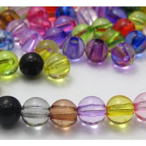 500 Mixed Colour Transparent Acrylic Round Beads 6mm Smooth Ball Spacer Beads