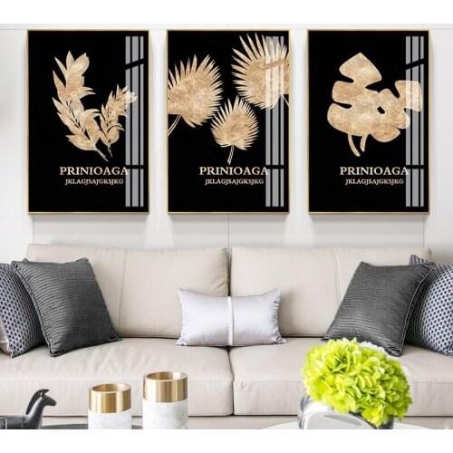 Abstract Oil Painting Print on Canvas Golden Leaves Print Picture Canvas Painting Wall Art Picture Painting for Home Decor