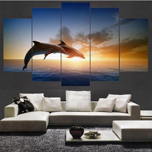Diamond Embroidery 5 Pieces Jumping Dolphins Animal 5d diy diamond painting full drill square/round cross stitch mosaic