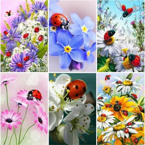 EverShine Diamond Embroidery Full Square Animal Picture Rhinestones Diamond Painting Ladybug Cross Stitch Flower Mosaic Kits