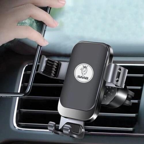 Car Phone Holder For Saab Scania 9-2X 93 9-3 95 9-5 9-5x 900 9000 Emblem Dashboard Air Vent Clip 360 GPS Stand Gravity Bracket