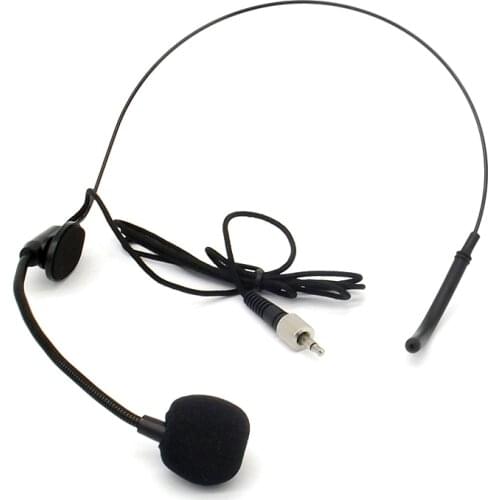 Free Shipping Black Screw Thread Lock 3.5mm Plug Ear Hook Headworn Headset Microphone Mic Mike For Wireless BodyPack Transmitter