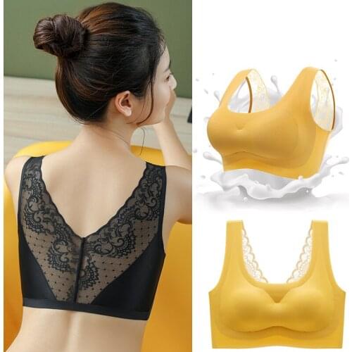 Women Sexy No Steel Ring Bra Lace Beauty Back Tube Top Underwear Soft Bustier Seamless Ice Silk Sport Lingerie Gather Bandeau