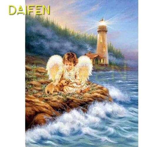 Full Square Diamond mosaic Angel baby deer wing Full Round Diamond embroidery Waves Lighthouse DIY Diamond painting Cross stitch