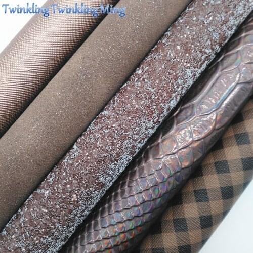 BROWN Glitter Fabric, Iridescent Snake Faux Leather Fabric, Plaids Synthetic Leather For Bows A4 8"x11" Twinkling Ming XM187