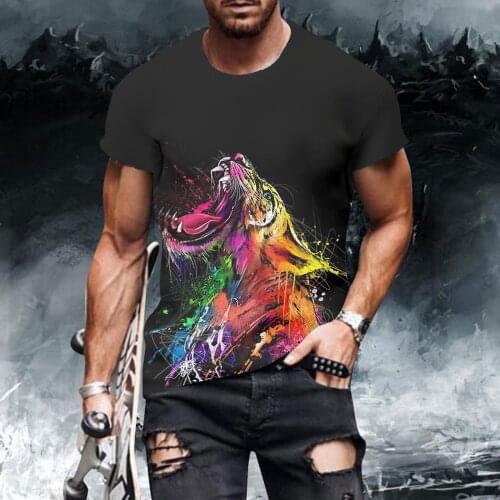 Mens T-sleeve 2021animal Tiger 3d Printing Fashion Casual Printing Animal T-shirt Cool Top T-shirt Boy Clothing Mens Clothing