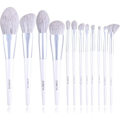 ZOREYA Makeup Brushes Set Silver Color Professional Cosmetics Face Foundation Powder Eyeshadow Blending Highlighter Maquillaje