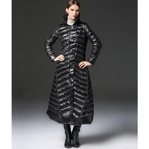 2020 new long puffer thick shiny down jacket for women winter quilted duck down winter coat