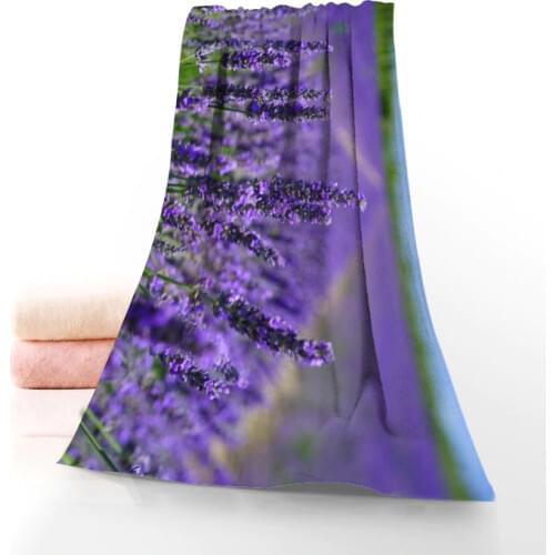 New Custom Lavender Towel Printed Cotton Face/Bath Towels Microfiber Fabric For Kids Men Women Shower Towels 70X140cm