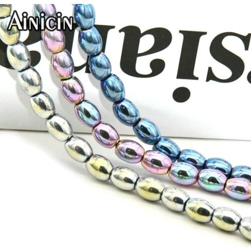 New Green Rainbow Color Titanium Plaitng 5x7mm Barrel Shape Hematite Beads High Pollish For Fashion Jewelry Making 10pcs/lot