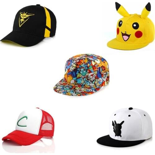 Pokemon New Original Anime Baseball Cap Pikachu Pokemon Cosplay Hip Hop Hat Girls Boys Doll Toy Gifts