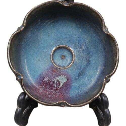 Songjun kiln, a little red plum brush wash lotus wash imitation of Song Dynasty ancient porcelain hand-made porcelain