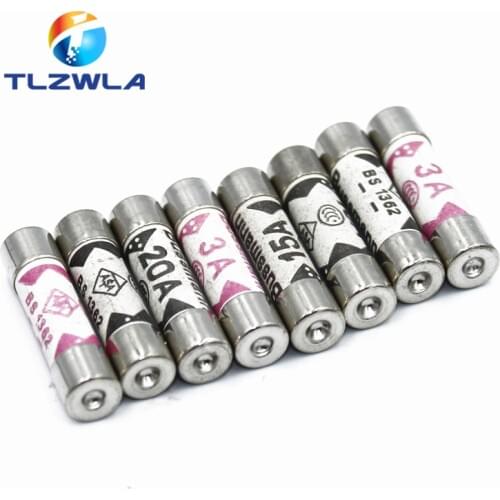 British Bussmann Fuses BS1362 6*25 Filling sand Riot Ceramic fuse 6x25mm 1A 2A 3A 5A 10A 13A 15A 20A 240V