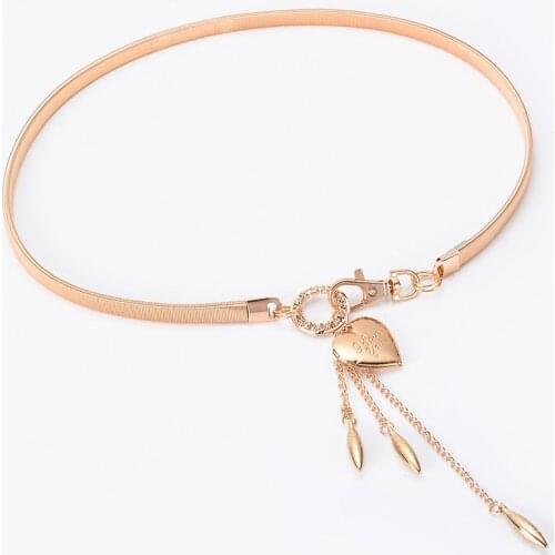 Hot Women Belt Heart Design Clasp Front Stretch Metal Waist Belt Skinny Elastic Punk Waistband Waist dress Belt BL264