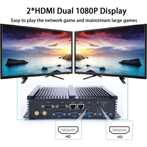 Fanless Industrial PC,Mini Computer,Windows 10,Intel Core I7 4500U,[HUNSN MA05I],(Dual WiFi/2HD/4USB2.0/4USB3.0/2LAN/6COM)