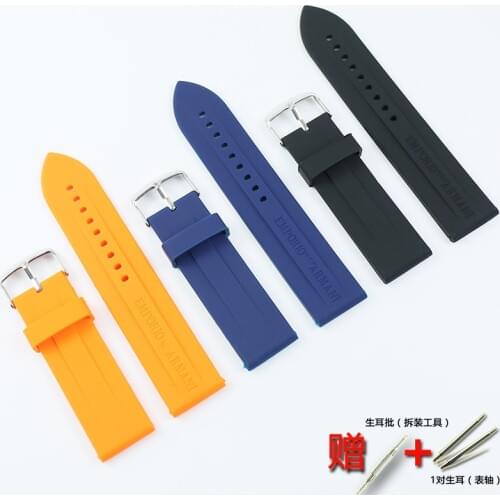 Mens silicone strap watch accessories pin buckle 23mm rubber strap for Armani AR0527 ladies sports and leisure waterproof strap