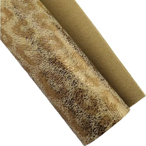 30x135cm Roll Gold Leopard Faux Synthetic Leather Fabric For Handbags Shoes Earring Bows DIY Decration CN287