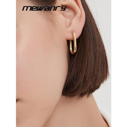 MEWANRY Prevent Allergy 925 Sterling Silver Hoop Earrings Simple Couples Ear Buckle Accessories Trendy Party Jewelry for Women