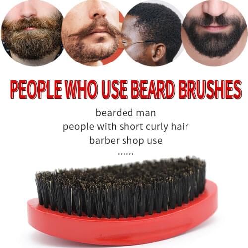 1 PC 360 Wave Brush Mens Shaving Wood Beard Brush Soft Boar Bristles Palm Round Curved 360Wave Brush For Men Wood Beard Comb