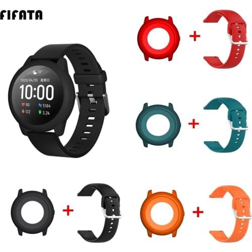 FIFATA For Haylou Solar LS05 Silicone Strap Smart Watch Wristband +PC Protector Cover 2in1 For Xiaomi Haylou Solar LS05 Bracelet
