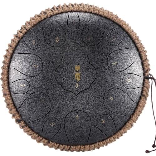 Steel Tongue Drum 15 Notes 13 Inch Harmonic Handpan Drum, Percussion Instrument, Tank Drum Chakra Drum for Meditation, Yoga and