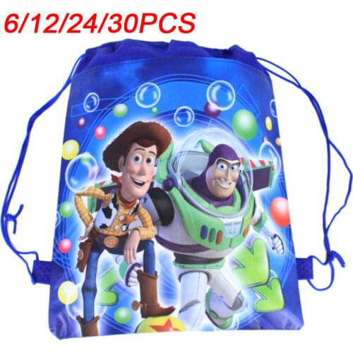 Happy Toy Story Drawstring Gift Bags Non-Woven Fabric Backpack Bag Birthday Decoration for Baby Boy Favors Party Gift Supplies
