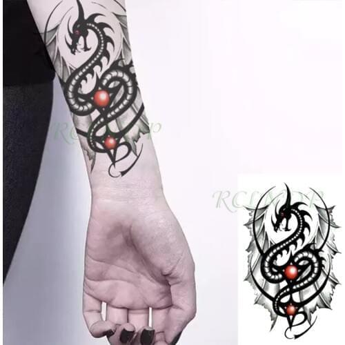Waterproof Temporary Tattoo Sticker Roraing Dragon Red Ball Fashion Fake Tatoo Flash Tatto Arm Leg Body Art for Women Men