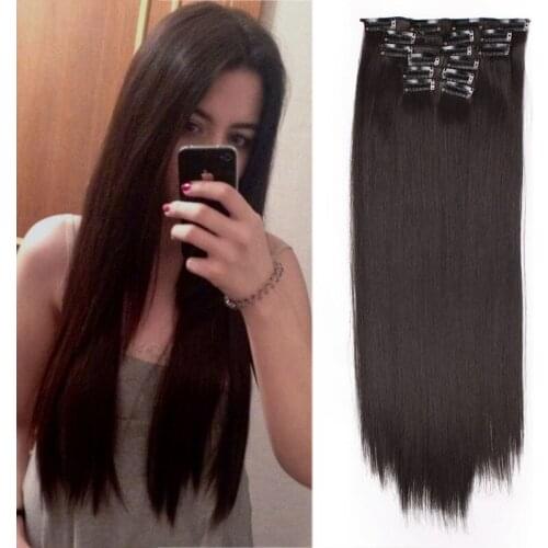 BEAUTY PROS Synthetic 16 Clips in Hair extension for women Silky Straight Long Blond Hair 22'' Heat Resistant 140G