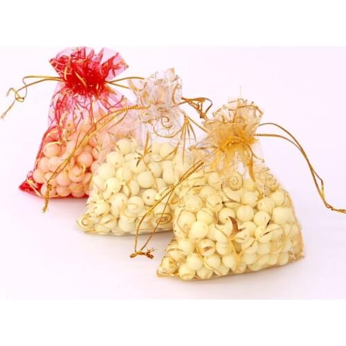 High Quality 50Pcs 9x12cm Star Snowflake Pattern Jewelry Packaging Bags Wedding Gift Bags Christmas Drawstring Organza Bag