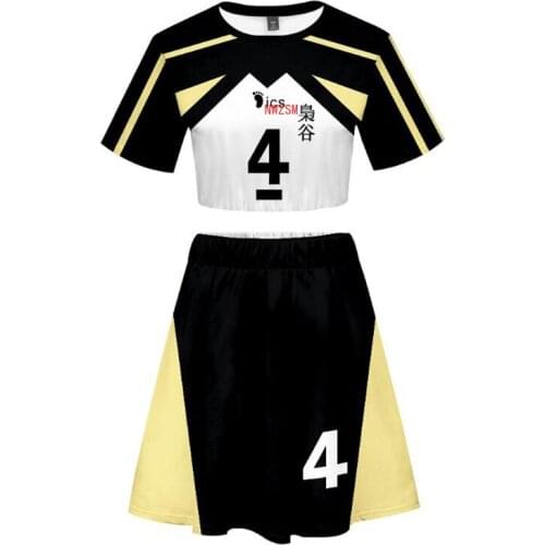 Japan Anime Haikyuu Cosplay Costume Fukurodani Academy Akaashi Keiji Bokuto Koutarou Sexy Women Two Piece Skirt and Top Set
