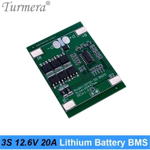 Turmera 12.6V 3S 20A BMS 18650 Lithium Battery Protected Board for 10.8V 12V Screwdriver Drill or Uninterrupted Power Supply Use