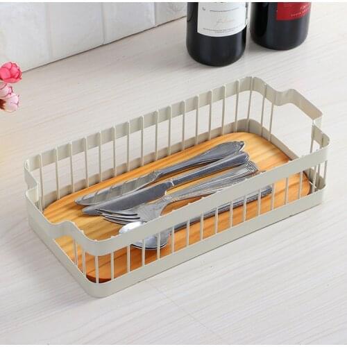 Beige Color Iron Art Wire Wrought Storage Basket Household Metal Organizer Holder Bathroom Kitchen Sundries Container