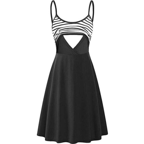 Women Summer Pregnant Maternity Nursing Dress Stripe Tunic Breastfeeding Summer Maternity Black Dress For Pregnant Vestido Sexy