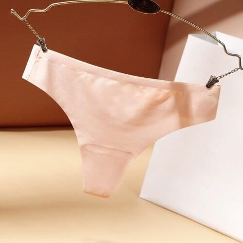 1pcs Summer Panties Woman Underwear Lingerie For Lady Tangas Panties Female Thongs Ice Slik Sport Seamless Underwear For Women
