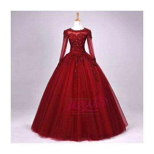 100% real long sleeve/wine red/red/pink/hot pink/orange medieval dress Renaissance gown queen/princess Victorian Belle Ball gown