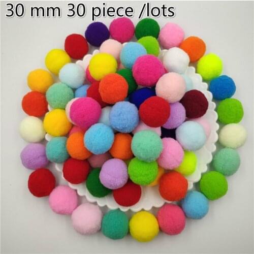 30mm Soft Pompoms Fluffy Plush Fur Ball Toys Crafts DIY Handmade Wedding Home Decor Sewing on Clothes Shoes Accessories Supplies