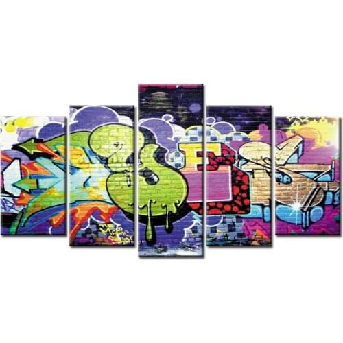 5 panel Frame Graffiti poster canvas wall painting art home decoration living room canvas printing modern painting/Abstract-52